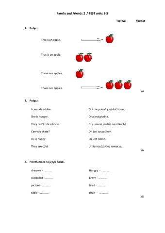 Fam and Friends 2 test units 1-3