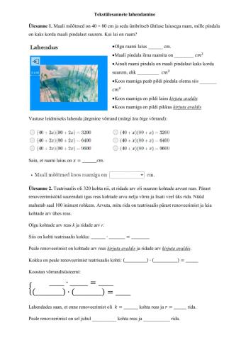 Tekstülesanded ja murdvõrrand