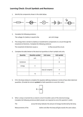 Circuit Symbols and Resistance