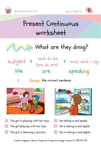 Present Continuous Worksheet -isa.maestra -elesweetclassroom