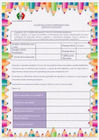 Autoevaluación complementaria ciencias naturales