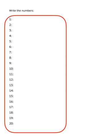 Numbers 1-20