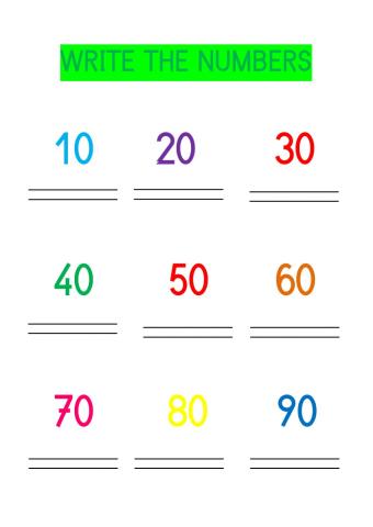 Numbers 10-90