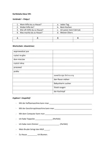 Kartkówka Pflichten klasa VIII