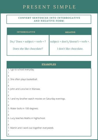 Present Simple - conversion