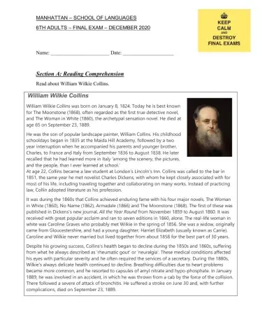 Final exam 6th adults