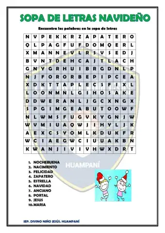 Sopa de letras de navidad