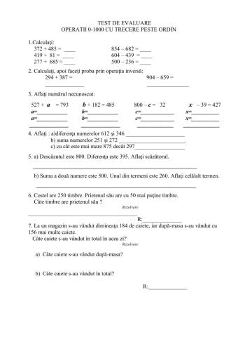 Evaluare- Operatii 0-1000