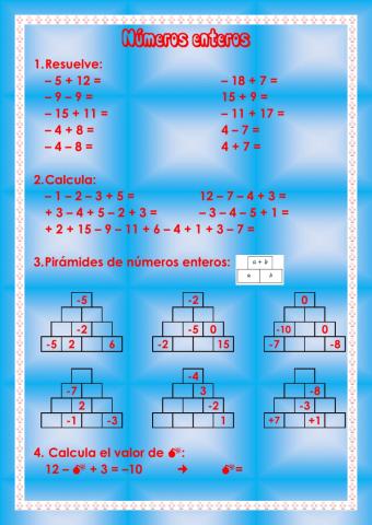 Práctica con los números enteros