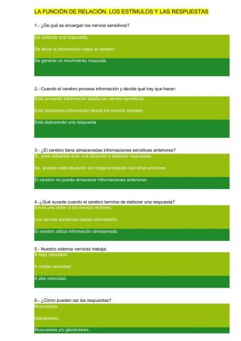La función de relación: los estímulos y las respuestas