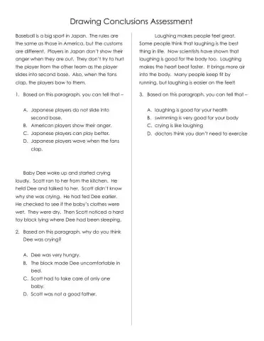Drawing Conclusions and Making Inferences Assessment