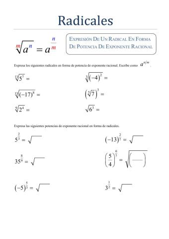 Radicales y Potencias