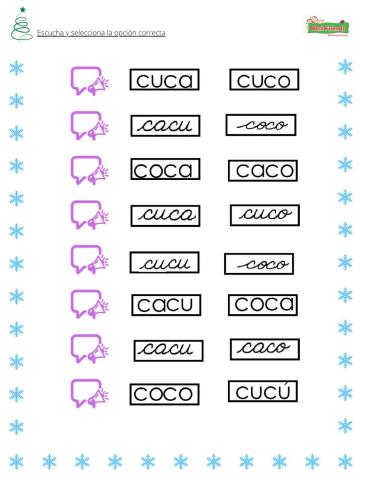 Palabras ca, co, cu