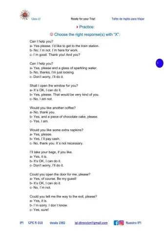 Responses to polite questions - IPI