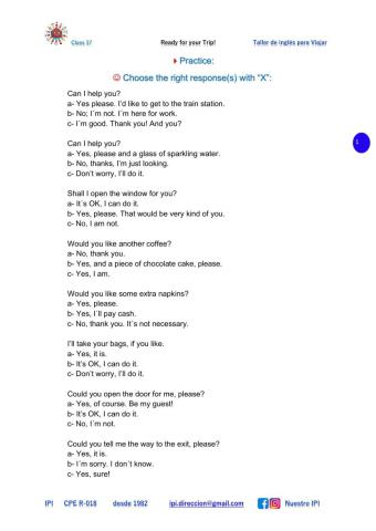 Responses to polite questions - IPI