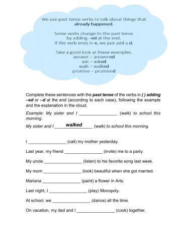 Past tense - 1st. grade