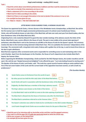 2019 tavasz emelt angol érettségi reading - IT IS LEGAL!!!