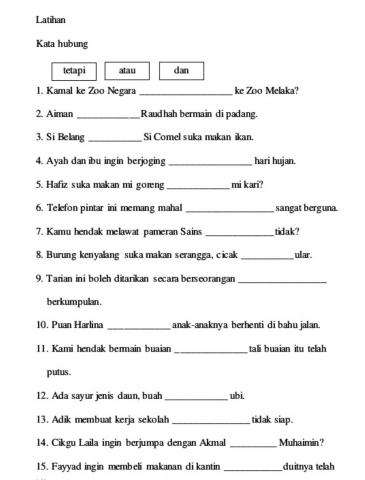 Kata hubung tahun 1