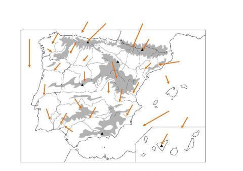 Mapa mudo físico. península ibérica