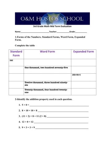 Math Mid Term Evaluation