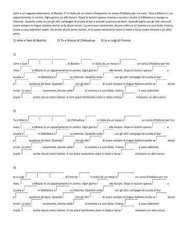 Esame Coniugazione verbi al presente