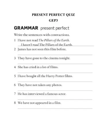 Present Perfect Quiz