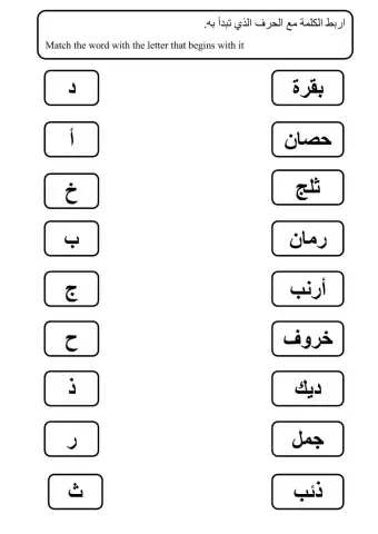 Martch the word with the letter