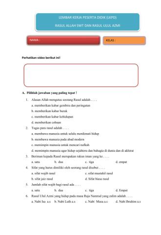 LKPD Rasul Allah dan Rasul Ulul Azmi