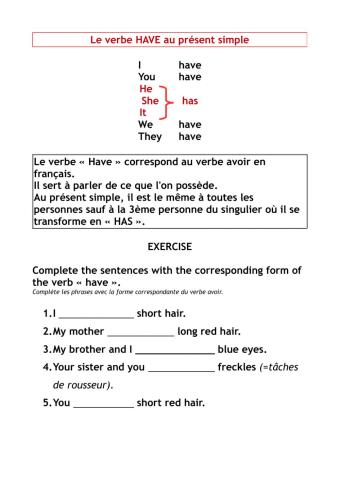 Have au présent simple