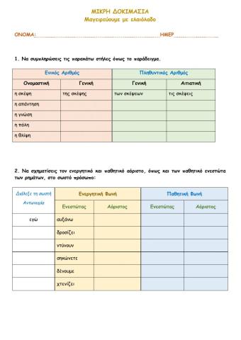 ΜΙΚΡΗ ΔΟΚΙΜΑΣΙΑ - Γλώσσα Δ΄  7.4 Μαγειρεύουμε με ελαιόλαδο
