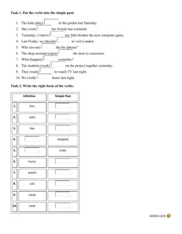 Past Simple. Regular verbs