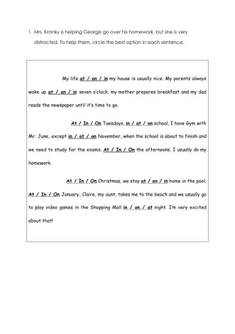 Mr. Kranky helps George with his homework