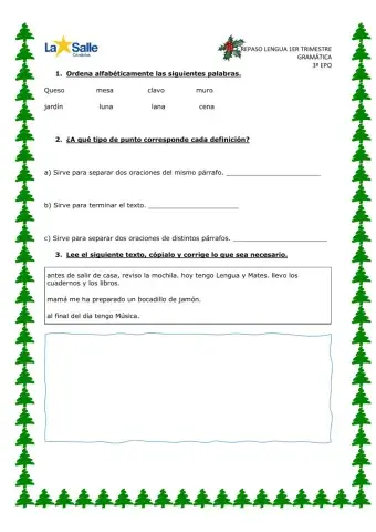 Lengua primer trimestre 3º primaria