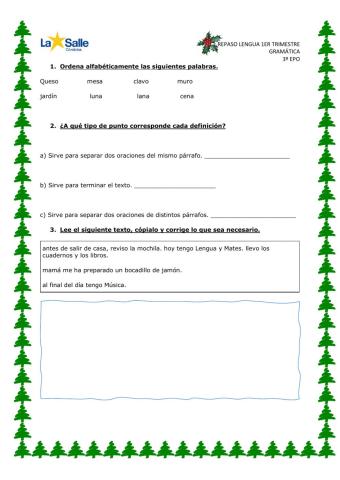 Lengua primer trimestre 3º primaria