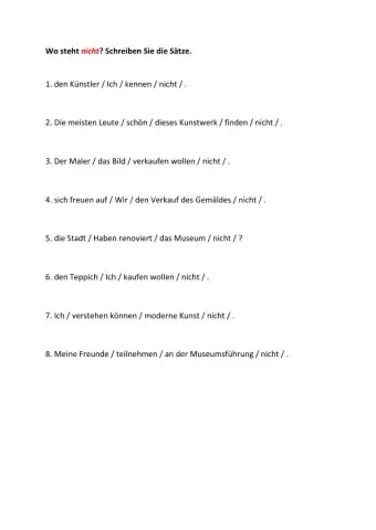 Verneinung mit nicht