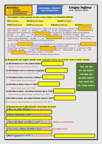 Revisão :Interpretação,passado simples e interrogativos