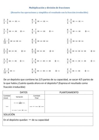 Multiplicación y división de fracciones