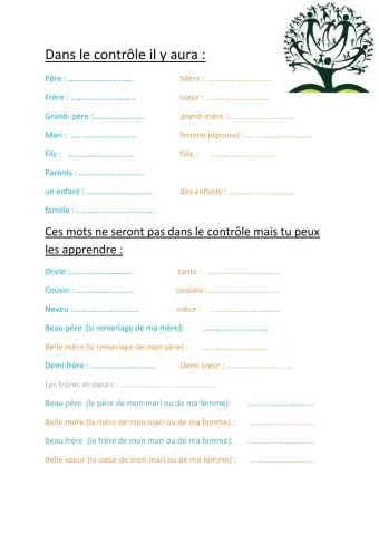 Family words for French students