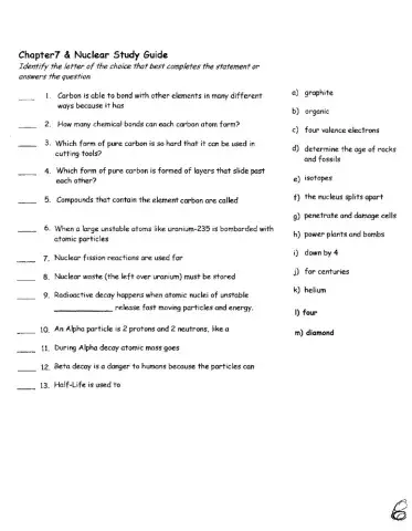 Carbon and Nuclear Chemistry Review