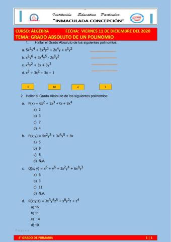 Grado absoluto de un polinomio