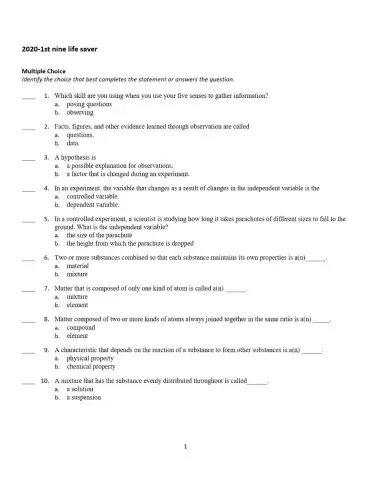 1st 9 week review pg 1