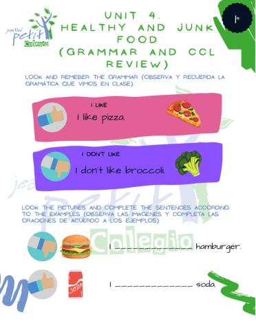 Unit 4. healthy and junk food - grammar and ccl review