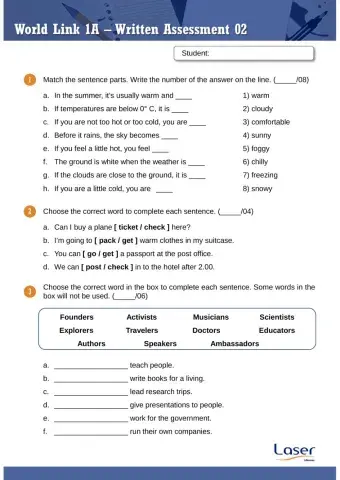 World Link 1 - Test for Units 4 to 6