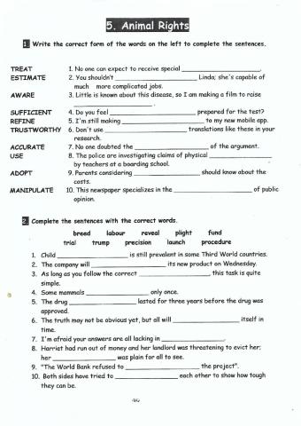 Animal rights vocabulary