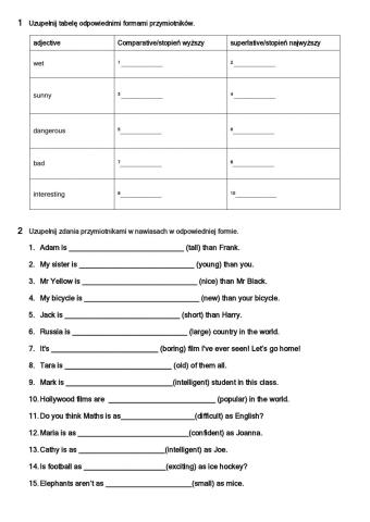 Comperatives and superlatives