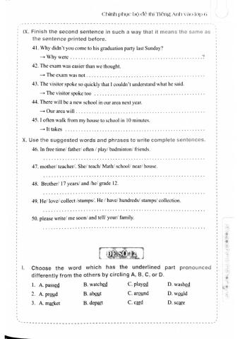 English 6 - Đề số 12