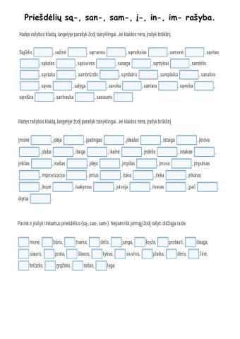 Priešdėlių rašyba