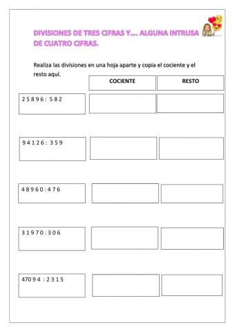 Divisiones de tres cifras