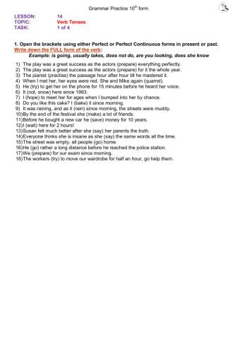 Perfect-Continuous Tense (10th)