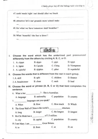 English 6 - Đề số 13